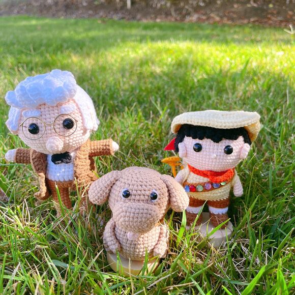 Up Movie Crochet Doll Set | Handmade Amigurumi Carl, Russell & Dug Plush - Picture 1 of 11
